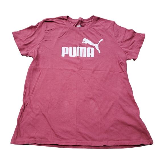 Puma Pink Short Sleeve Crew Neck T Shirt Comfort Active Top Puma Logo - Picture 1 of 7